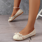 Women’s Elegant Lace Ballet Flats With Bow-Tie