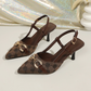🥳SUMMER HOT SALE🥳💞50K+ SOLD!💥50% OFF!🔥Women's Pointed-Toe Slingback Heels with Metal Chain