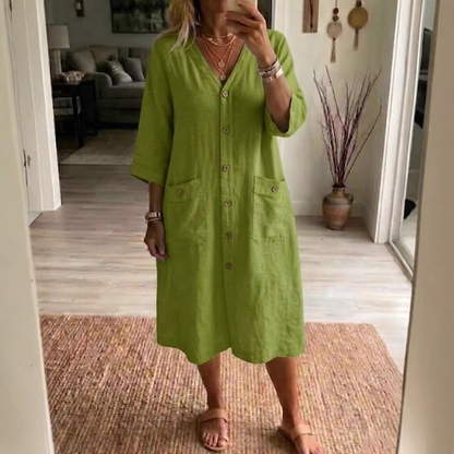 📢📢50% OFF & Free Shipping !! ⏰Women's Casual V-Neck Midi Dress