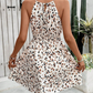 🎨 68% OFF NOW! 👗 Abstract Print Halter Neck A-Line Dress – Smocked Waist, Flowy Skirt & Adjustable Back Tie ✨