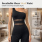 👯 LIMITED TIME 64% OFF! ✨ One-Shoulder Mesh Panel Wide-Leg Jumpsuit – Sculpting, Elegant, Alluring 💃