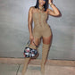 Solid Color Sleeveless Lace-Up Jumpsuit