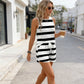 Women's Striped Sleeveless Top & Shorts 2-Piece Set