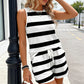 Women's Striped Sleeveless Top & Shorts 2-Piece Set