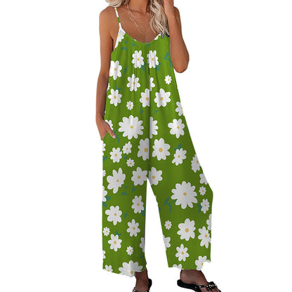 👚 LIMITED-TIME 50% OFF! 🌸 Women's Floral Print Wide-Leg Jumpsuit – Breathable Polyester, Side Pockets & Plus Sizes (XL-4XL) 👖