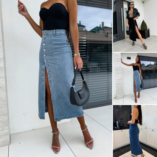 🔥2026 New Arrival ＆ Hot Sale ＆ 50％ Off🔥Stylish Button-Front Split Bodycon Skirt - Day to Night Chic