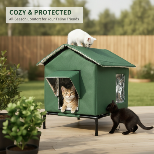 ⏰🔥LIMITED TIME 40% OFF! 🐈 All-Weather Elevated Outdoor Cat House – Waterproof, Insulated & Foldable for Cozy Comfort 🌧️✨