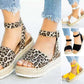 Women's Leopard Print Open Toe Wedge Sandals