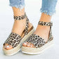 Women's Leopard Print Open Toe Wedge Sandals
