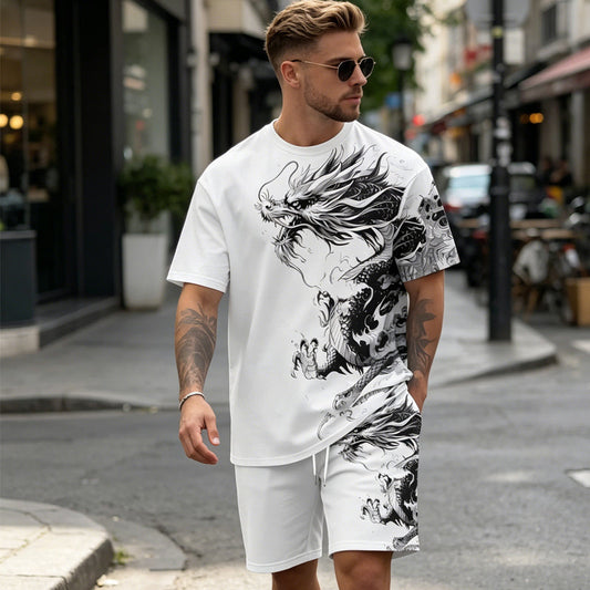 Men's Graphic Print T-Shirt & Shorts Set