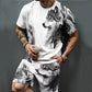 Men's Graphic Print T-Shirt & Shorts Set