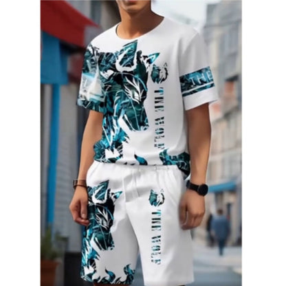 Men's Graphic Print T-Shirt & Shorts Set