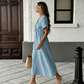 📢📢50% OFF !! ⏰Women's Summer V-Neck Tie-Front Midi Dress