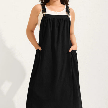 🎁2026 New Arrivals 50% OFF💥Loose Midi Overall Dress – Relaxed Fit, Breathable & Side Pockets – Everyday Casual ✨