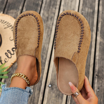 Women's Wide Fit Closed-Toe Mule Slippers - Cushioned Arch Support ✨