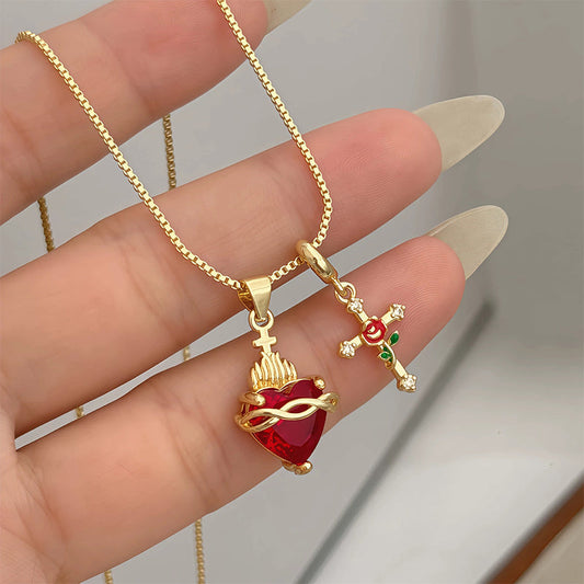 ✝️50% OFF✨ Gold Faith Double Pendant | Adjustable Chain · Exquisite Craftsmanship · Sacred Elegance · A Meaningful Gift