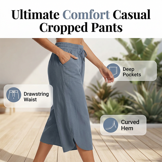Flattering High-Waisted Cropped Trousers - Slimming Loose Fit for All Bodies 📏✨