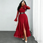 🎁2026 New Arrivals 50% OFF💥Women's Bell Sleeve Maxi Dress – Sheer, High-Slit, Elegant ✨