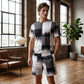 📢📢50% OFF !! ⏰Men's Abstract Print T-Shirt & Shorts Set