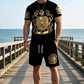👕 50% OFF NOW! 👑 Men's Gold Crest Print T-Shirt & Shorts Set – Stylish, breathable & perfect for casual summer days or sporty looks 🩳