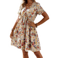 👗🌸Women's Summer Floral V-Neck Short Sleeve Dress