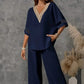 🌸 35% OFF NOW! 🌸Elegant V-Neck Top & Wide-Leg Pants Set