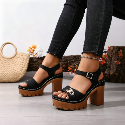👡 LIMITED-TIME 50% OFF! ✨ Women's Chunky Heel Platform Sandals – Stable, Cushioned, Summer 🌞