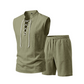 👕Men's Linen Sleeveless Lace-Up Top & Shorts Set🌿