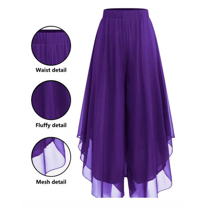 🌸Women's Asymmetrical Chiffon Wide-Leg Trousers