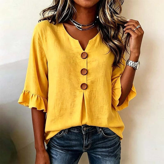 🌸Women's V-Neck Ruffle Sleeve Blouse