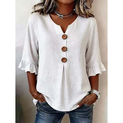 🌸Women's V-Neck Ruffle Sleeve Blouse
