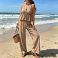 👕 LIMITED-TIME 50% OFF! ✨Women's Striped V-Neck Top & Wide-Leg Trousers Set