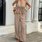 👕 LIMITED-TIME 50% OFF! ✨Women's Striped V-Neck Top & Wide-Leg Trousers Set