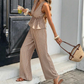 👕 LIMITED-TIME 50% OFF! ✨Women's Striped V-Neck Top & Wide-Leg Trousers Set