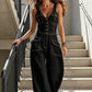 👖 LIMITED-TIME 50% OFF! 💥 Women's Denim Jumpsuit – Button-Front, Wide-Leg, Cotton Blend ✨