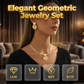 ✨Elegant Geometric Necklace & Earring Set | Premium Gold-Plated Flat Snake Chain Jewellery for Women 🔶