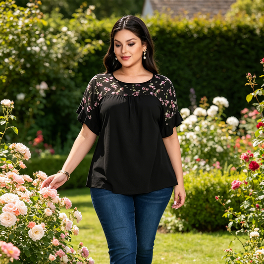 ⏳🔥LIMITED-TIME 50% OFF! 🌸 Women’s Plus Size Floral Top – Flattering, Comfortable & Stylish ✨