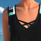 🏖️ 50% OFF! ✨ Sporty Two-Piece Bathing Suit – Criss-Cross Neck, Boy Shorts, Quick-Dry 🏄‍♀️