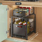 Double-Tier Pull-Out Shelf Cabinet Organizer | 5-Level Height Adjustment, Carbon Steel, No Assembly