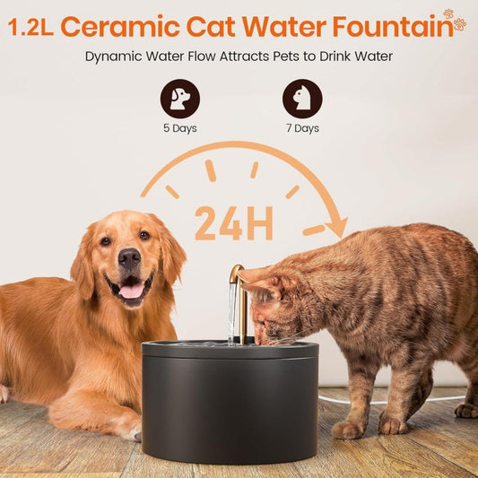 🐾 LIMITED-TIME 50% OFF! ✨Ceramic Pet Water Fountain with Faucet