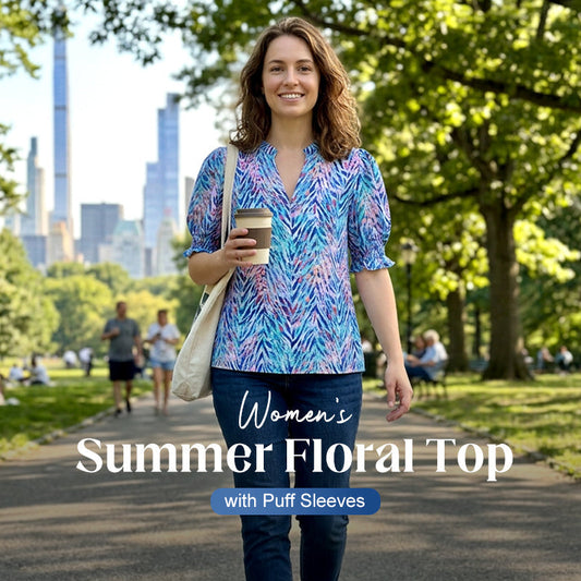 ⏳Limited-time 50% off⏰Women's Summer Floral Top with Puff Sleeves💐👔