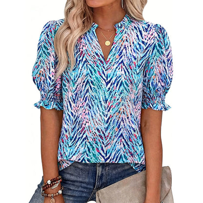 ⏳Limited-time 50% off⏰Women's Summer Floral Top with Puff Sleeves💐👔