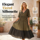 🔥👚 50% OFF!Women's Elegant Bohemian Maxi Dress | Modest V-Neck Tiered Skirt Lightweight Holiday Tunic for Mature Ladies