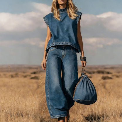 🌸 50% OFF NOW! 🌸Women's Sleeveless Mock Neck Top & Pants Set