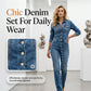 🌸 50% OFF NOW! 🌸Women's Chic Button Detailing Denim Set