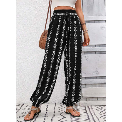 👖 50% OFF NOW! 🌸 Women's Smocked High Waist Printed Lantern Pants – Flowy, breathable & elastic waist – Perfect for summer, beach or resort – trendy and comfortable 🌿