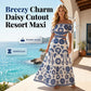 ⏳Limited-time 50% off⏰Women’s Off-the-Shoulder Waist Cutout Daisy Printed Resort Dress🪻👗