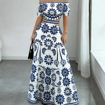 ⏳Limited-time 50% off⏰Women’s Off-the-Shoulder Waist Cutout Daisy Printed Resort Dress🪻👗