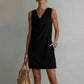 👗 LIMITED-TIME 50% OFF! 💥 Elegant Slim Fit Cowl Neck Dress – Sleeveless, Side Pockets, Versatile ✨