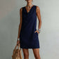 👗 LIMITED-TIME 50% OFF! 💥 Elegant Slim Fit Cowl Neck Dress – Sleeveless, Side Pockets, Versatile ✨
